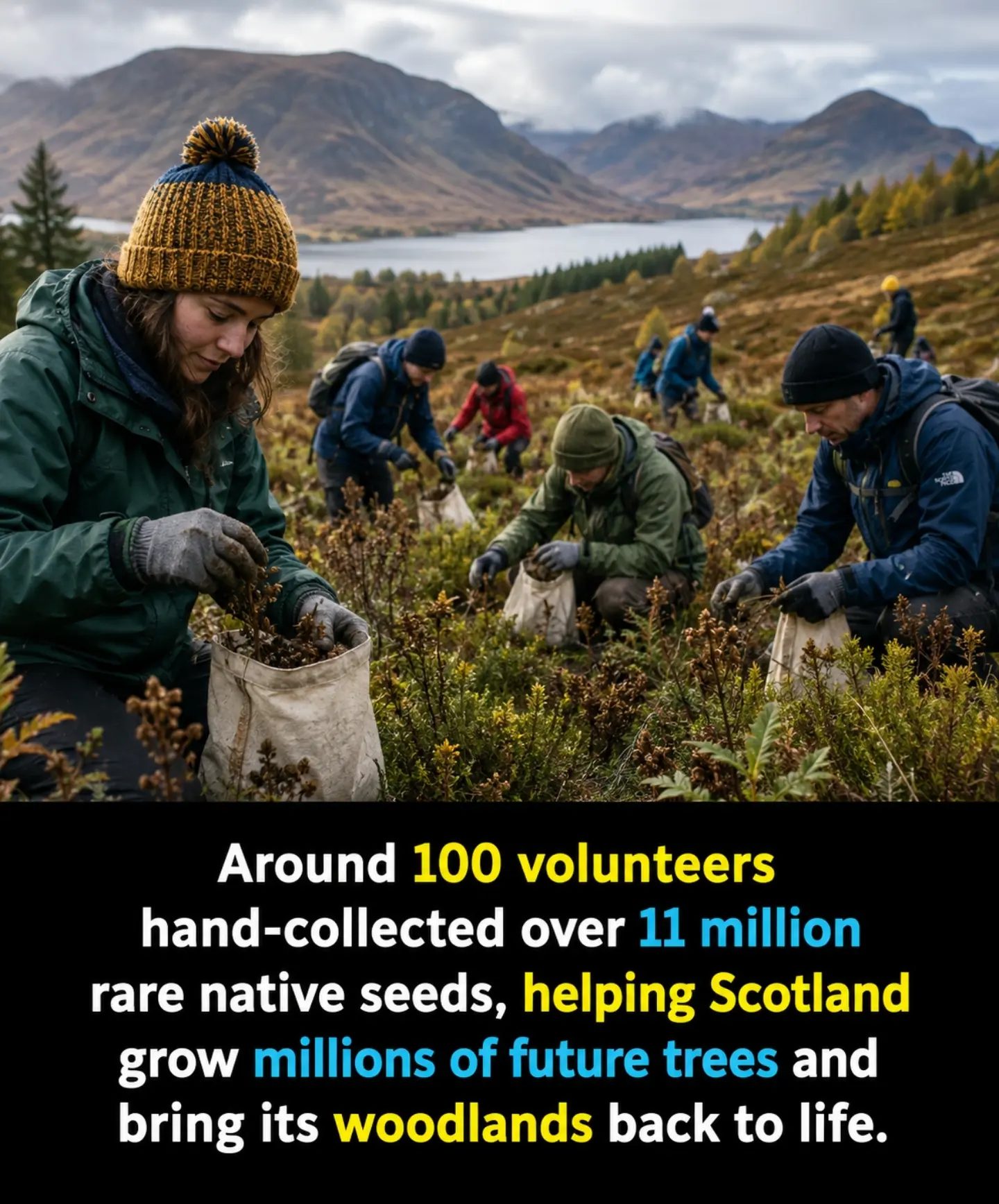 Revitalizing Scotland's Woodlands: Volunteers Plant Over 11 Million Seeds