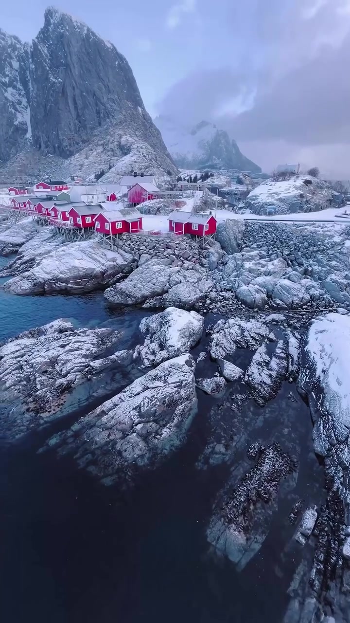 Norway's Coastal Villages: Aerial Views of Fishing Cabins