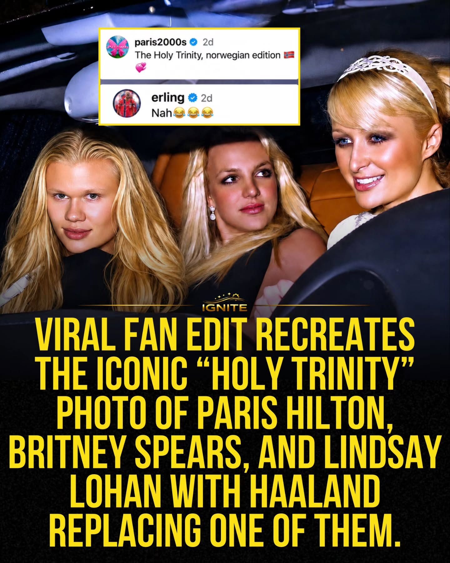 Erling Haaland's "Holy Trinity" Photo Recreate