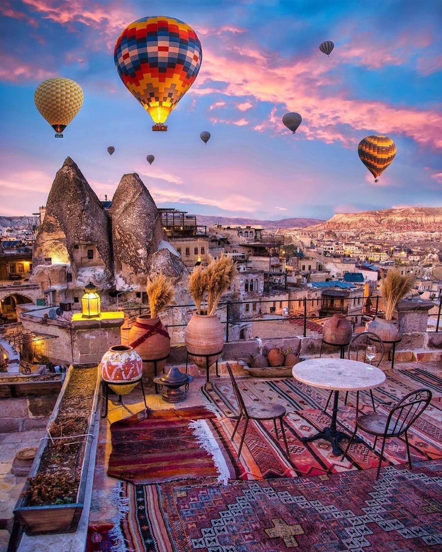 Hot Air Balloons Over Cappadocia's Landscape