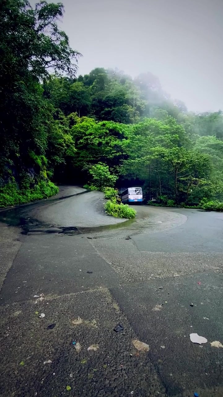 Scenic Mountain Road Bus Journey