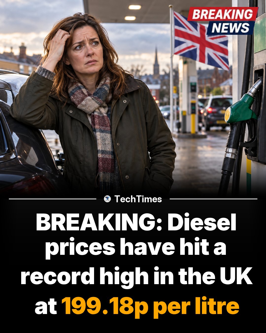 UK Diesel Prices Hit Record High at 199.18p Per Litre