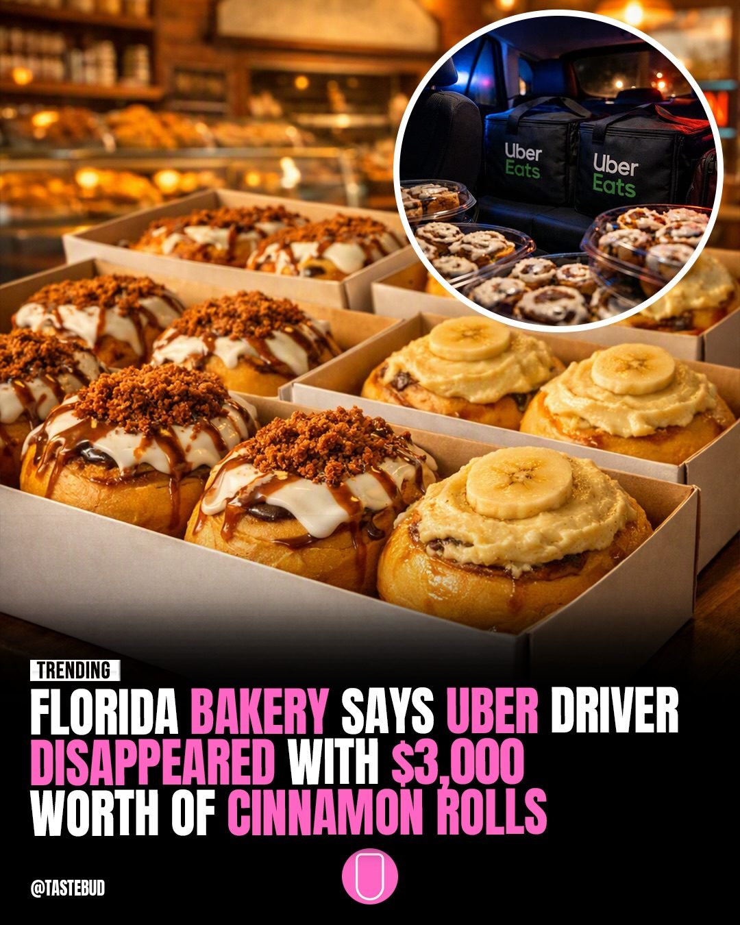 Uber Eats Driver Accused of Stealing Cinnamon Rolls