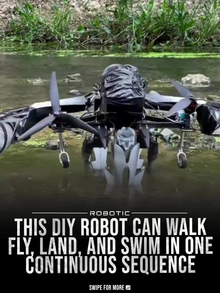 DIY Robot: Walking, Flying, Landing, and Swimming in One Sequence
