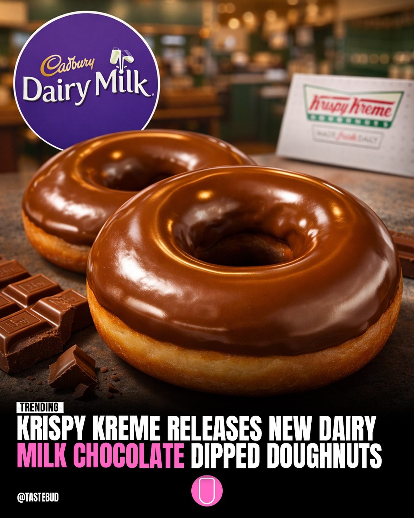 Krispy Kreme's New Cadbury Dairy Milk Chocolate Dipped Doughnut