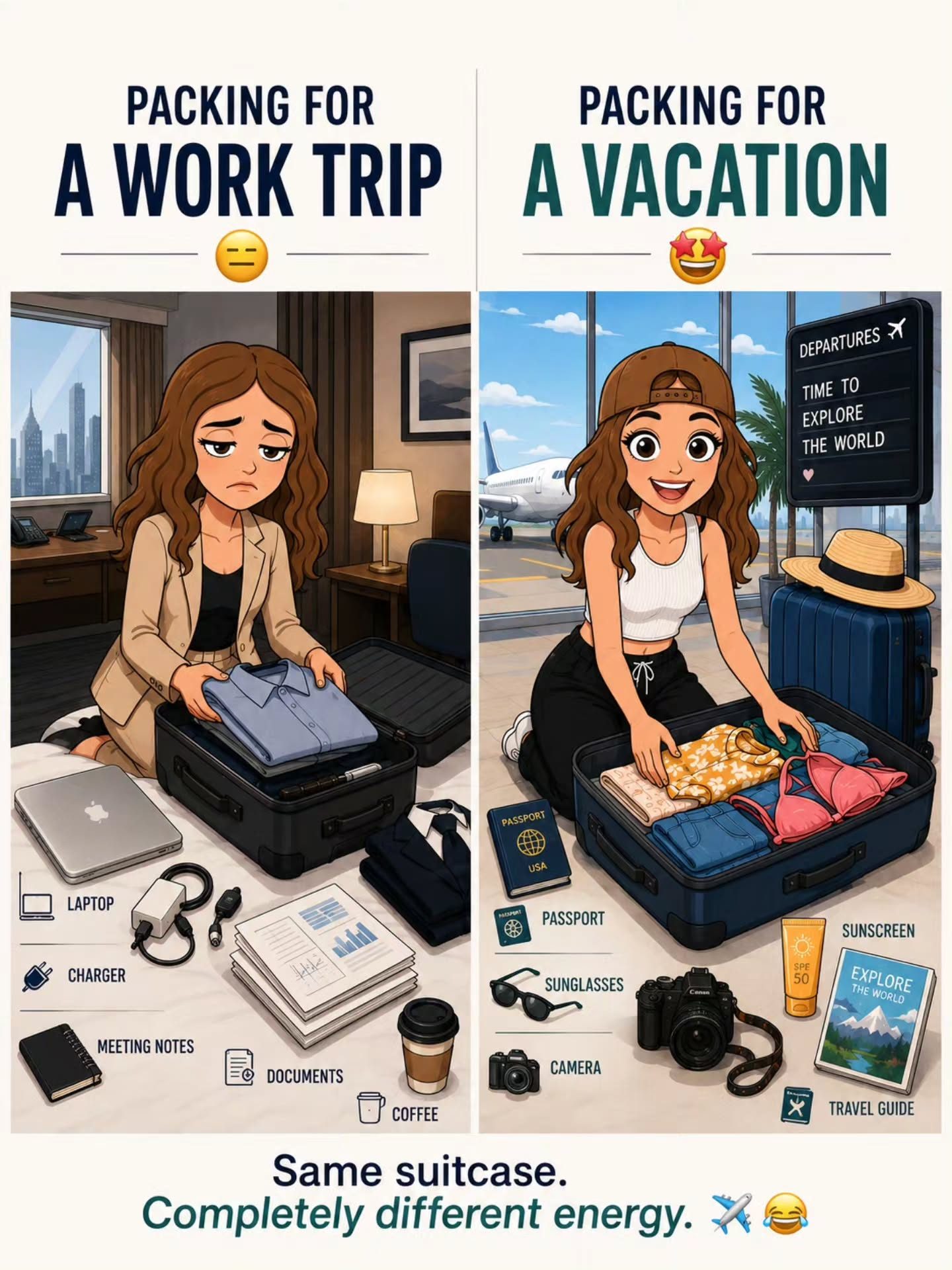 Work vs. Vacation: How Packing Changes for Each Trip