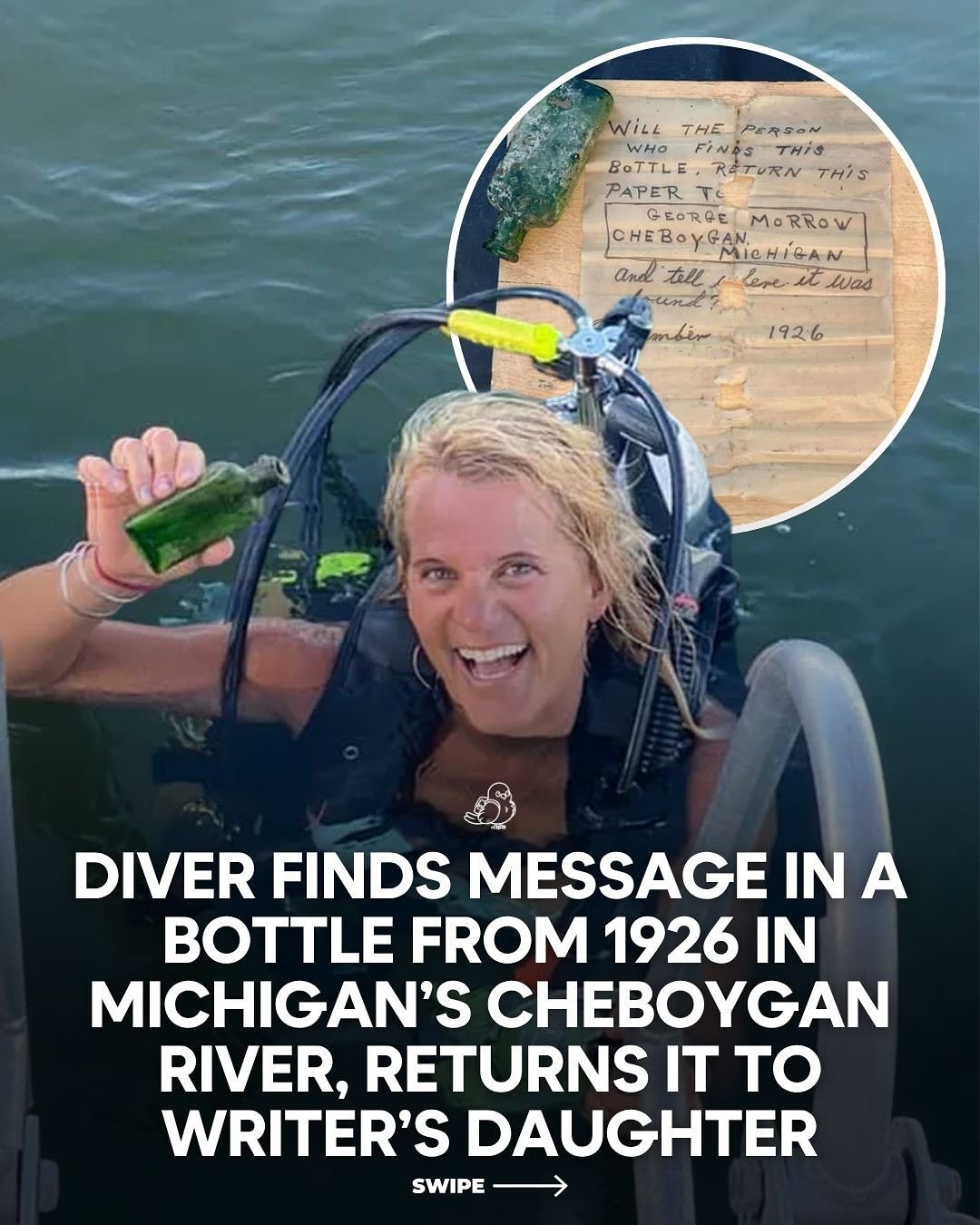 Diver Finds 1926 Message in Bottle in Michigan River
