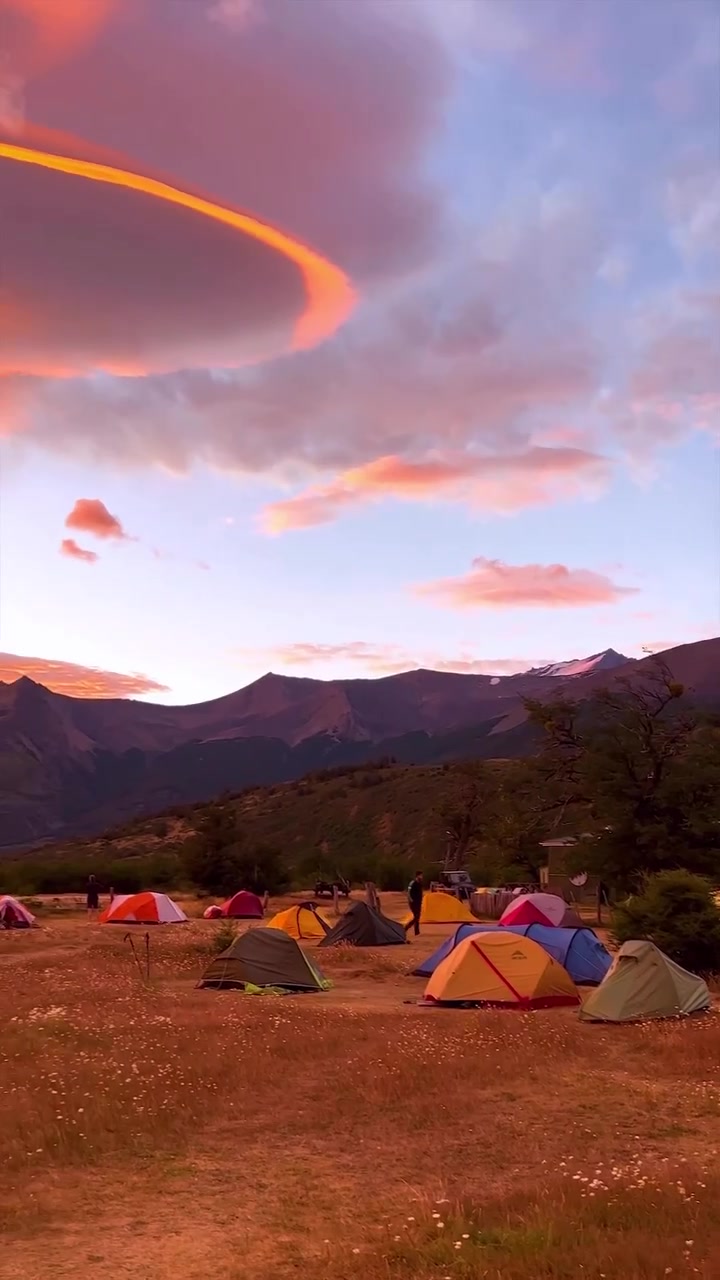 Camping Sunset: Mountain Views and Tent Scenes