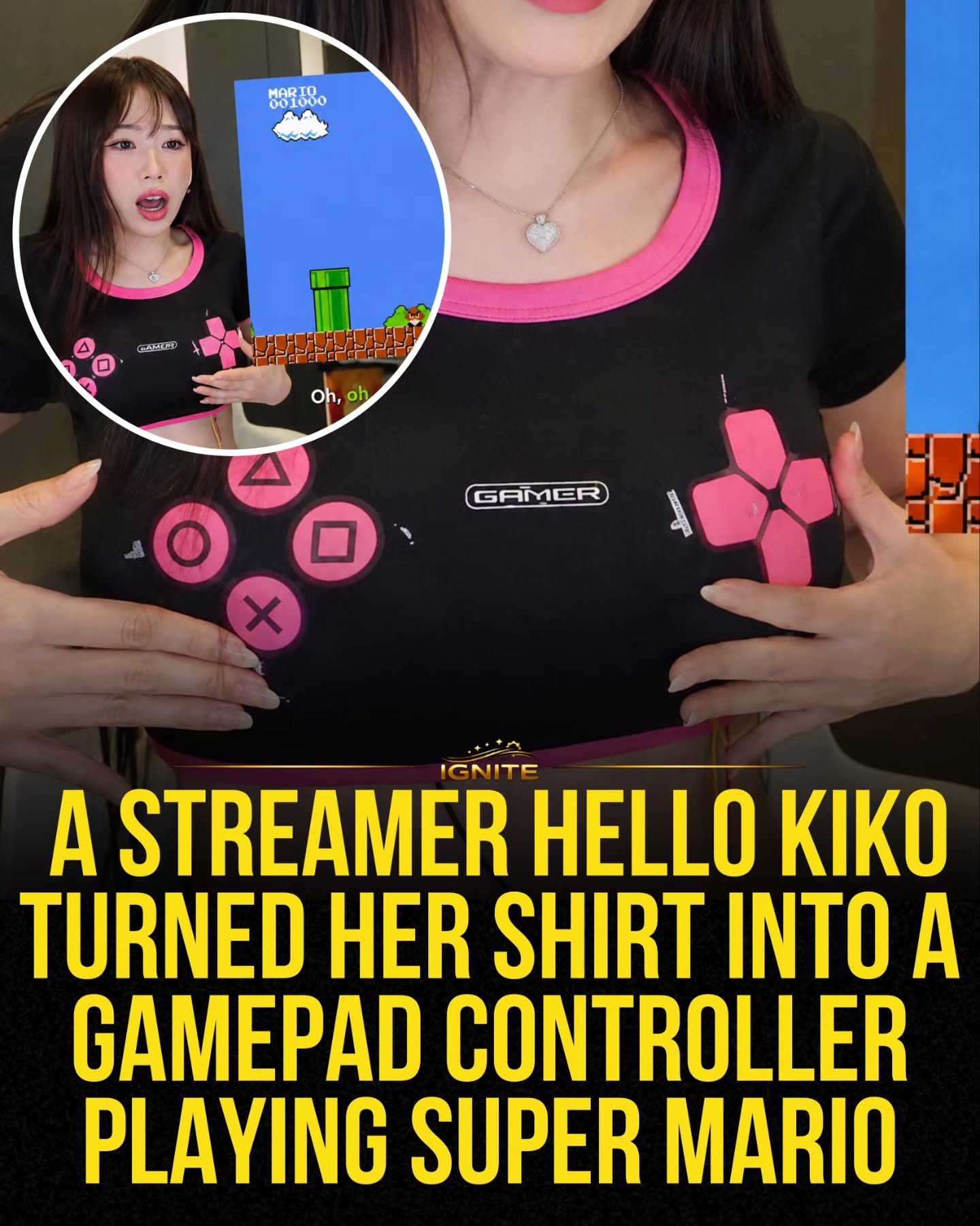 IGNITE Gamer Shirt: Gamepad Controller Design for Super Mario Fans