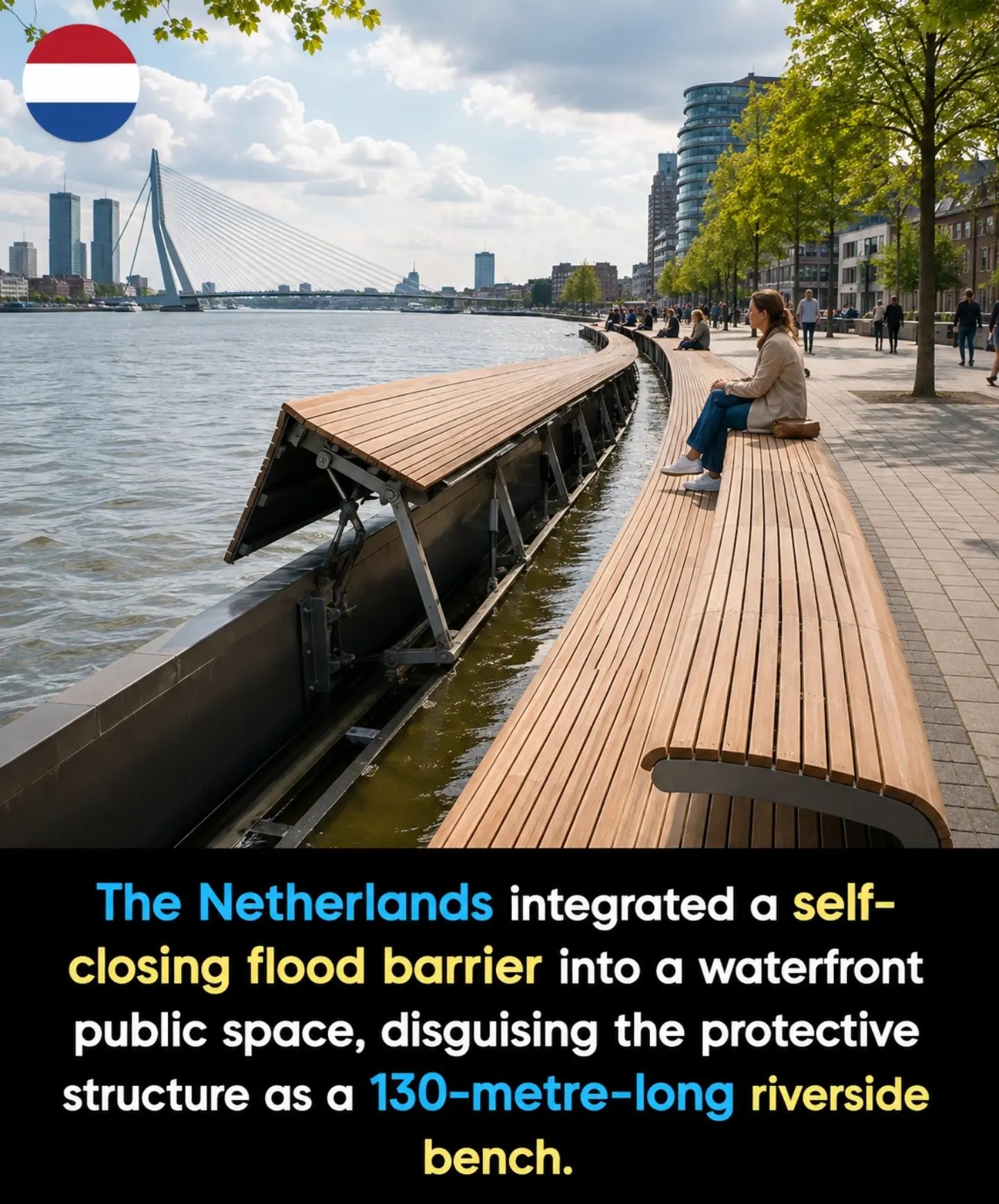 Netherlands' Innovative Flood Barrier Disguised as a Bench