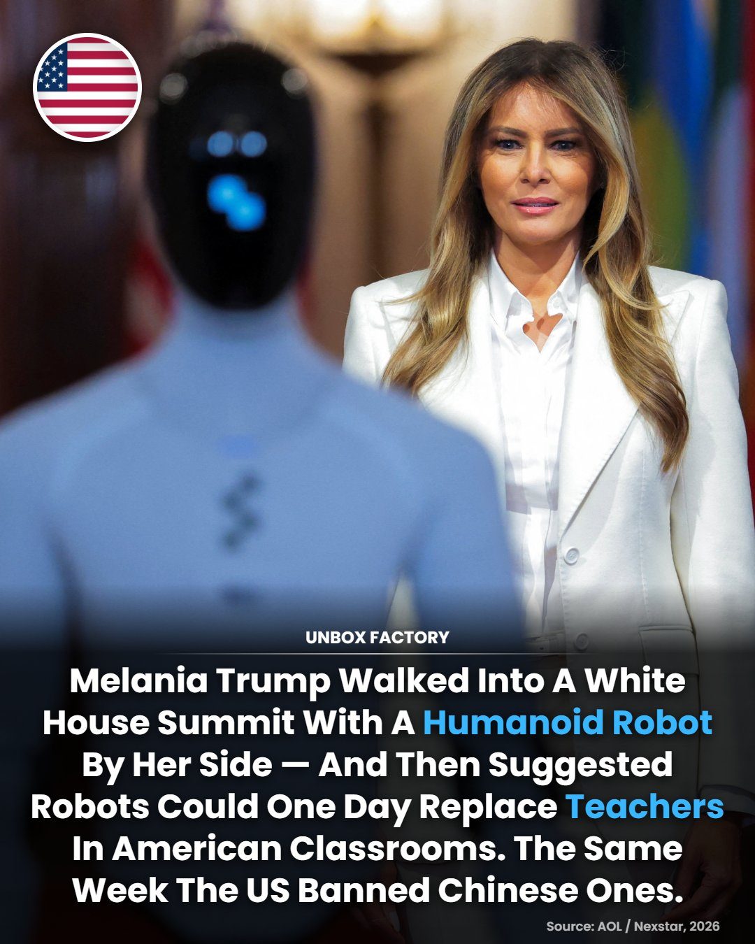 Melania Trump Discusses AI in Education with Humanoid Robot