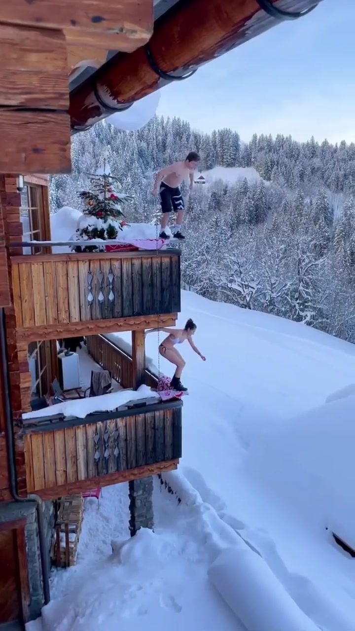 Snow Sliding Fun at Chalet