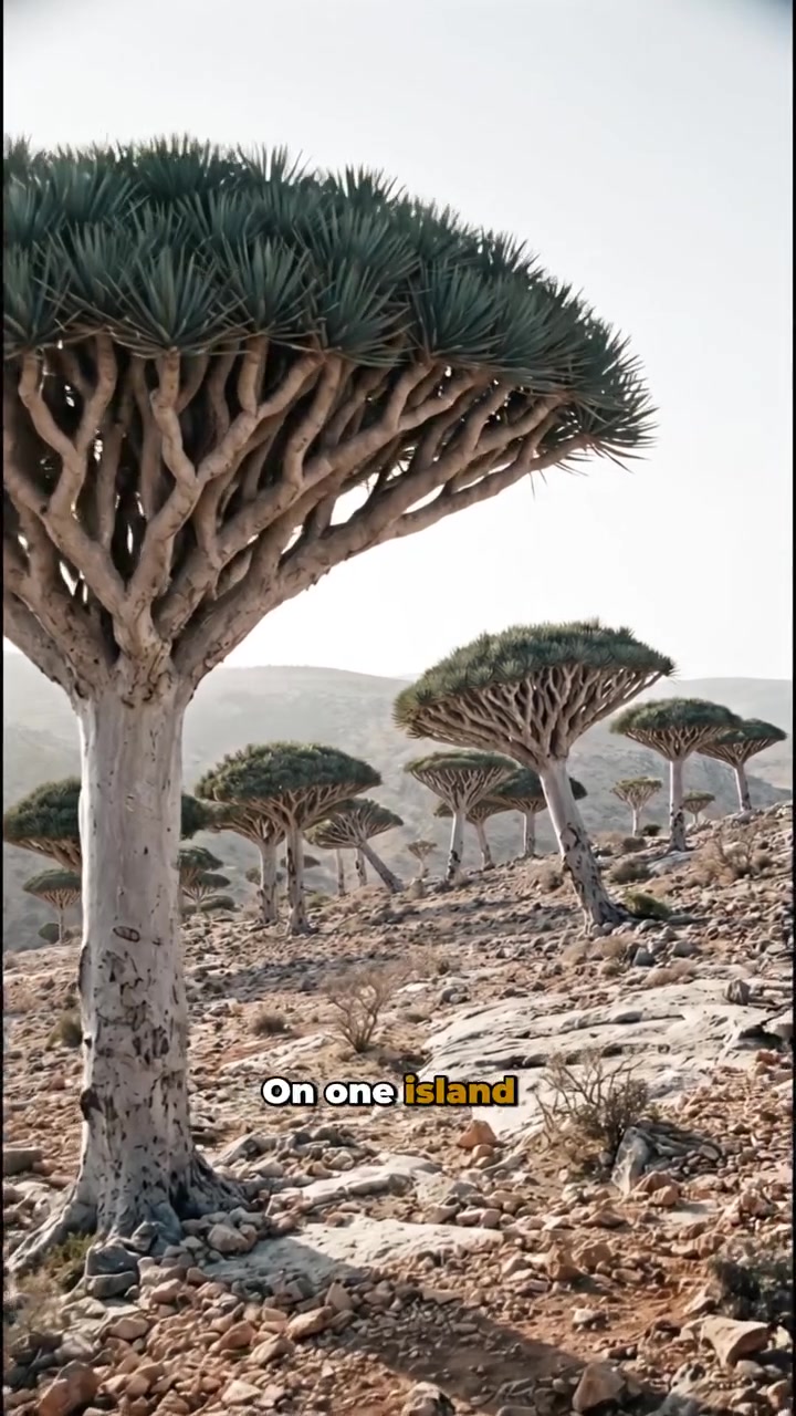 Socotra Island Dragon Blood Trees and Goats