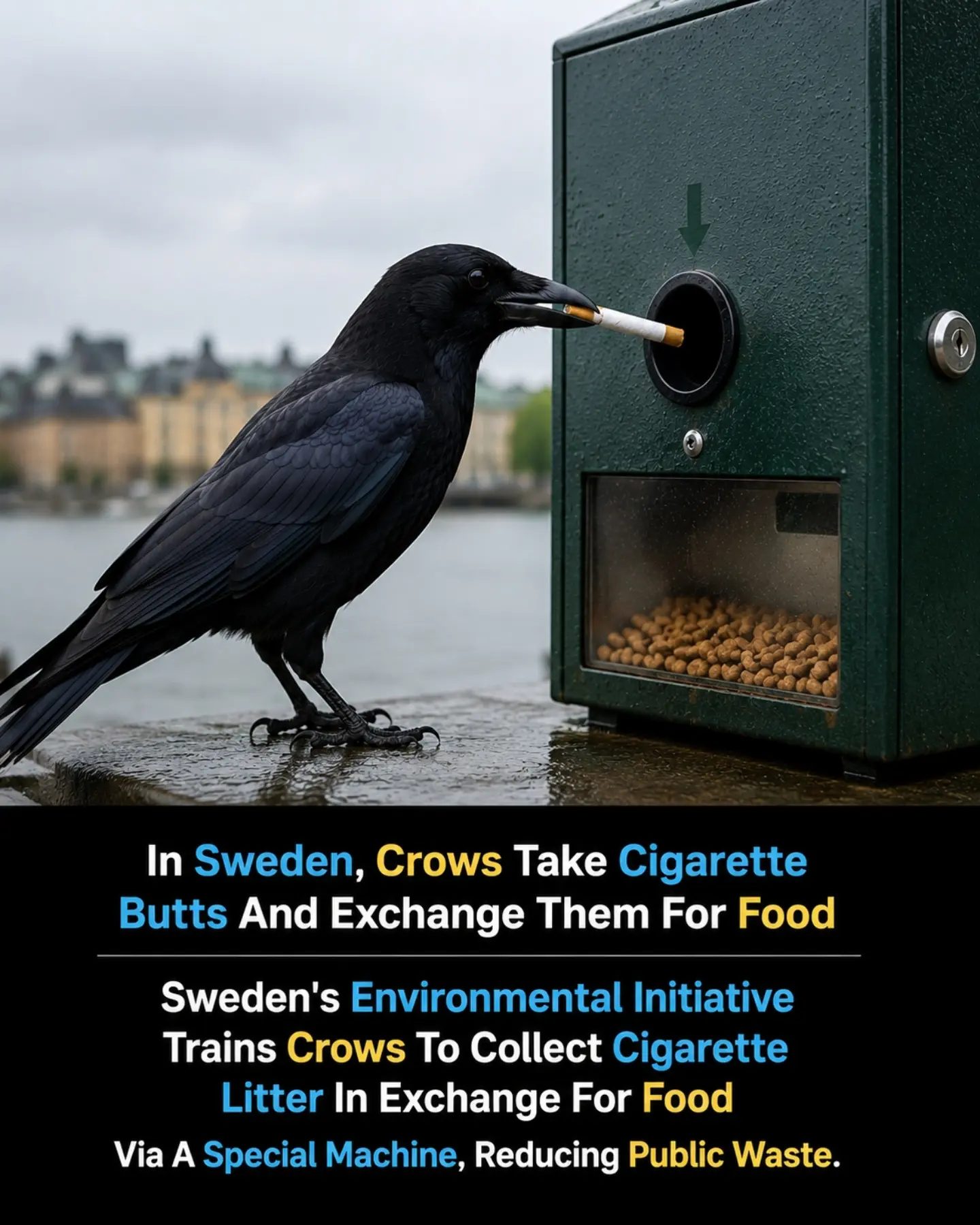 Crows Clean Up Sweden's Streets, One Cigarette Butt at a Time
