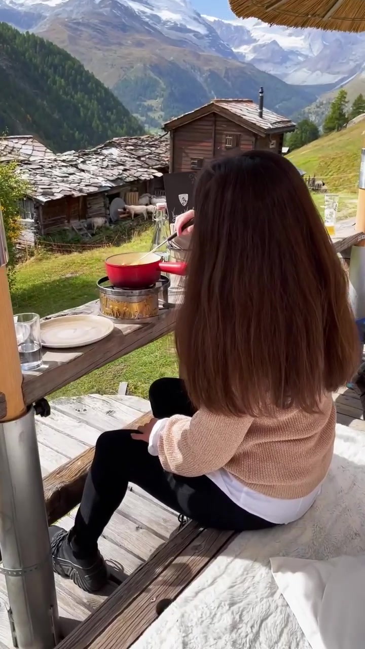 Swiss Alps Fondue: Outdoor Dining with a View