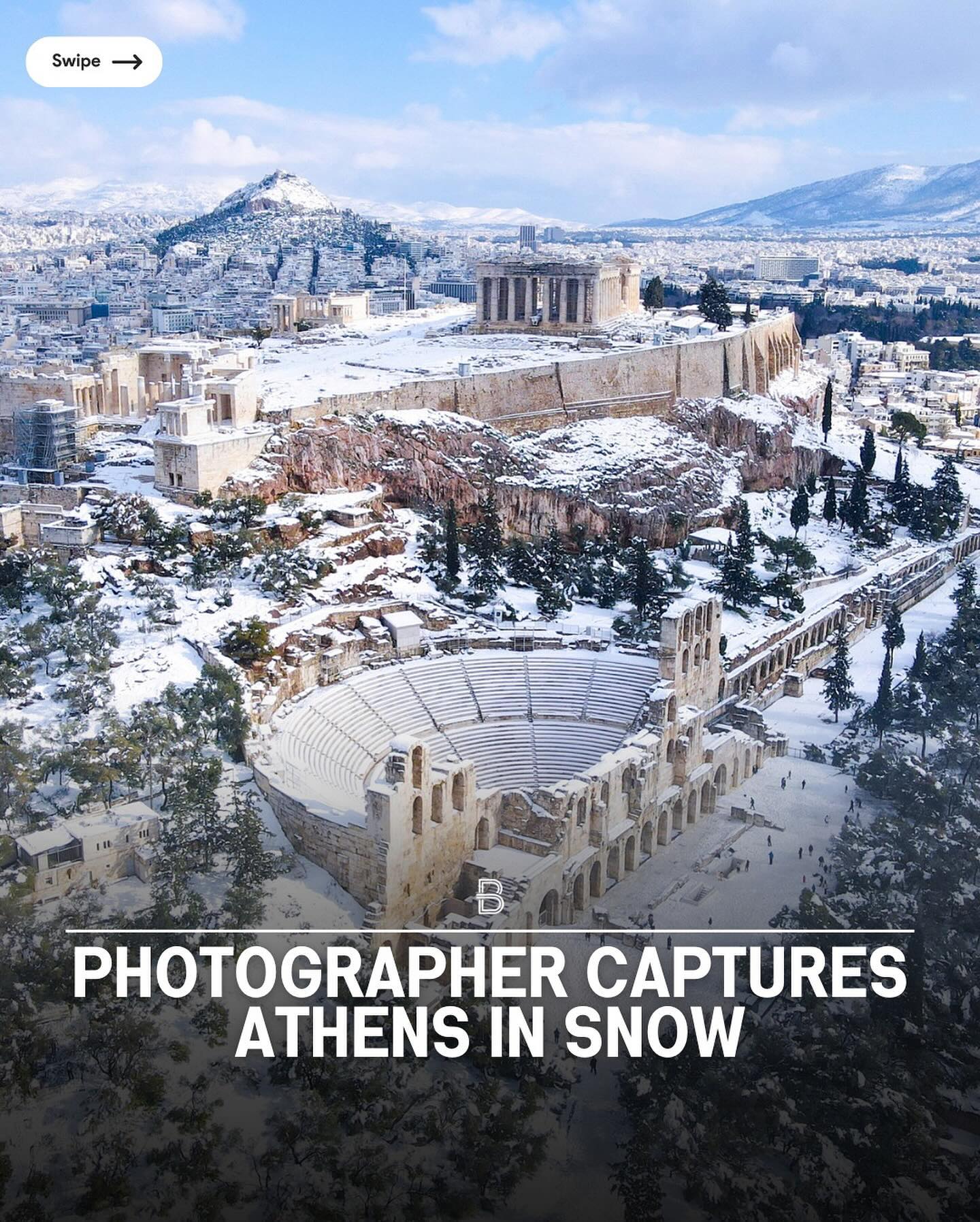 Athens in Snow: Rare Winter Views of the Parthenon