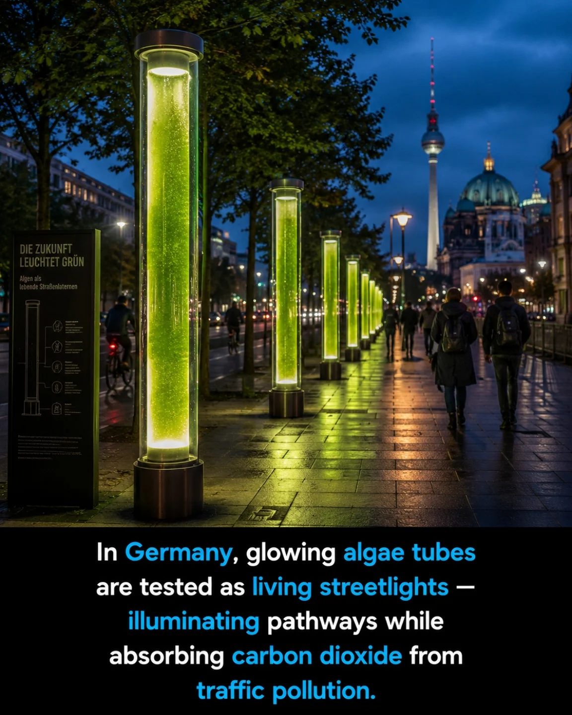 Germany's Glowing Algae Streetlights: A Sustainable Revolution