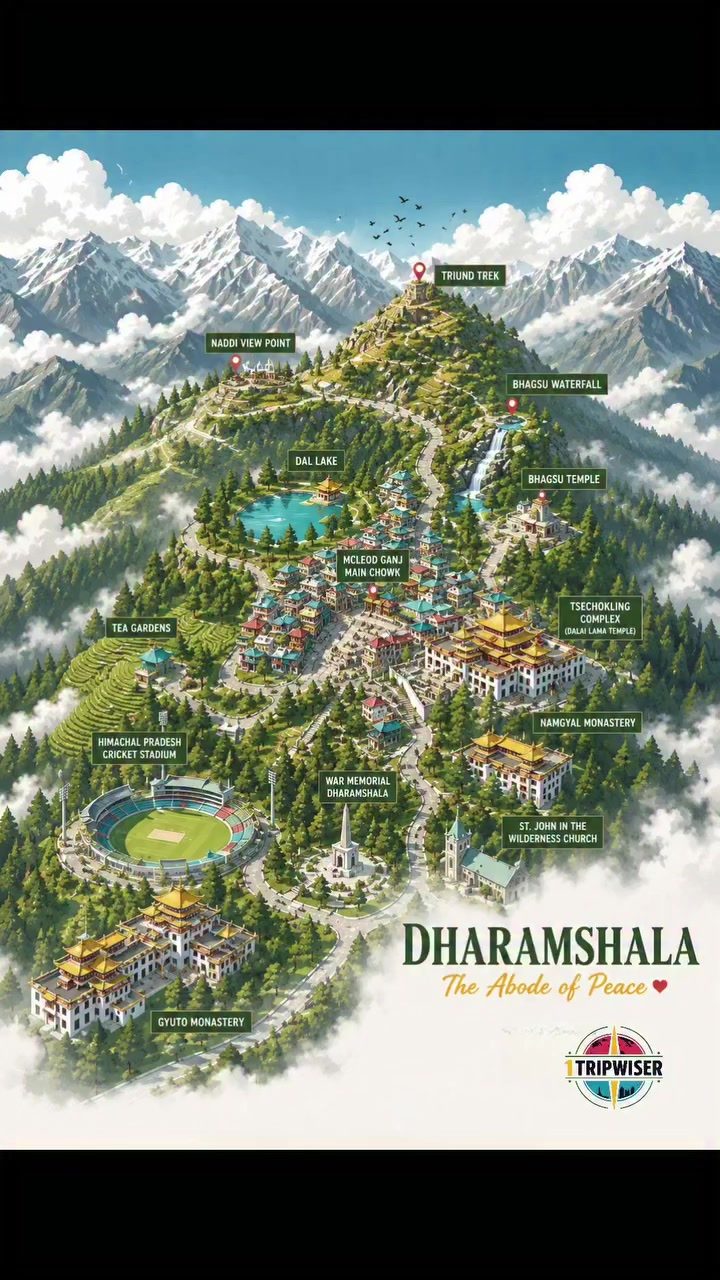 Explore Dharamshala: Key Sites on Tripwiser's Detailed Map