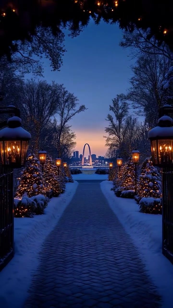 Winter's Enchanting Gateway Arch Landscape