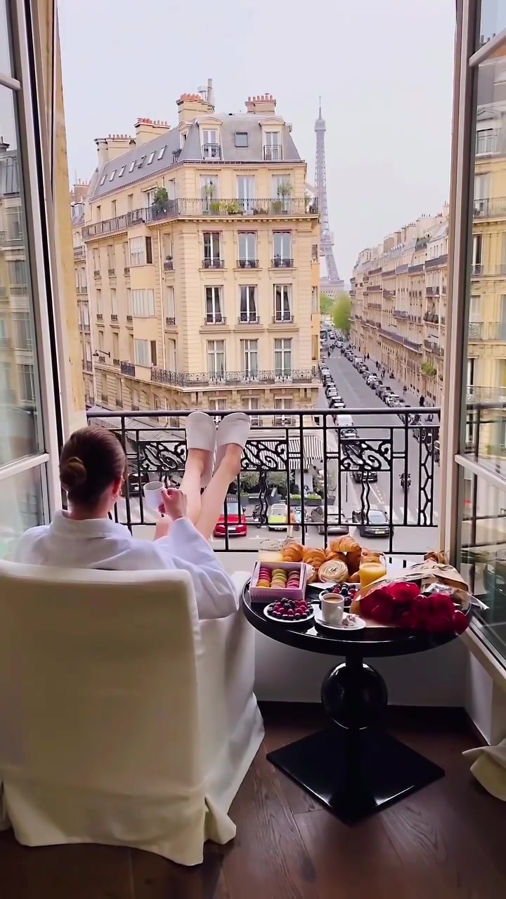Parisian Breakfast with Eiffel Tower View