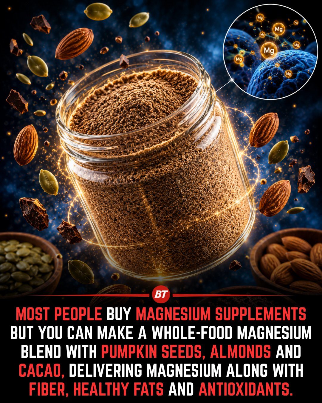 Healthy Magnesium Blend: Pumpkin Seeds, Almonds, and Cacao