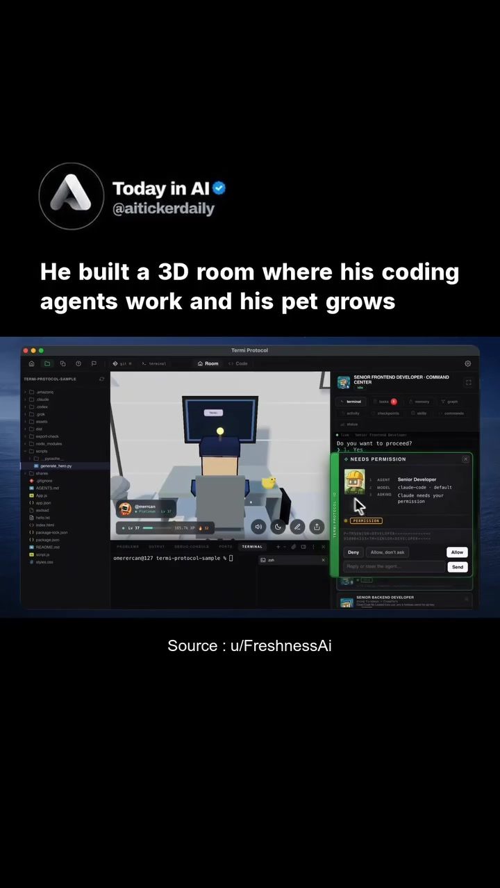 3D Coding Environment: Termi Protocol with AI Agents