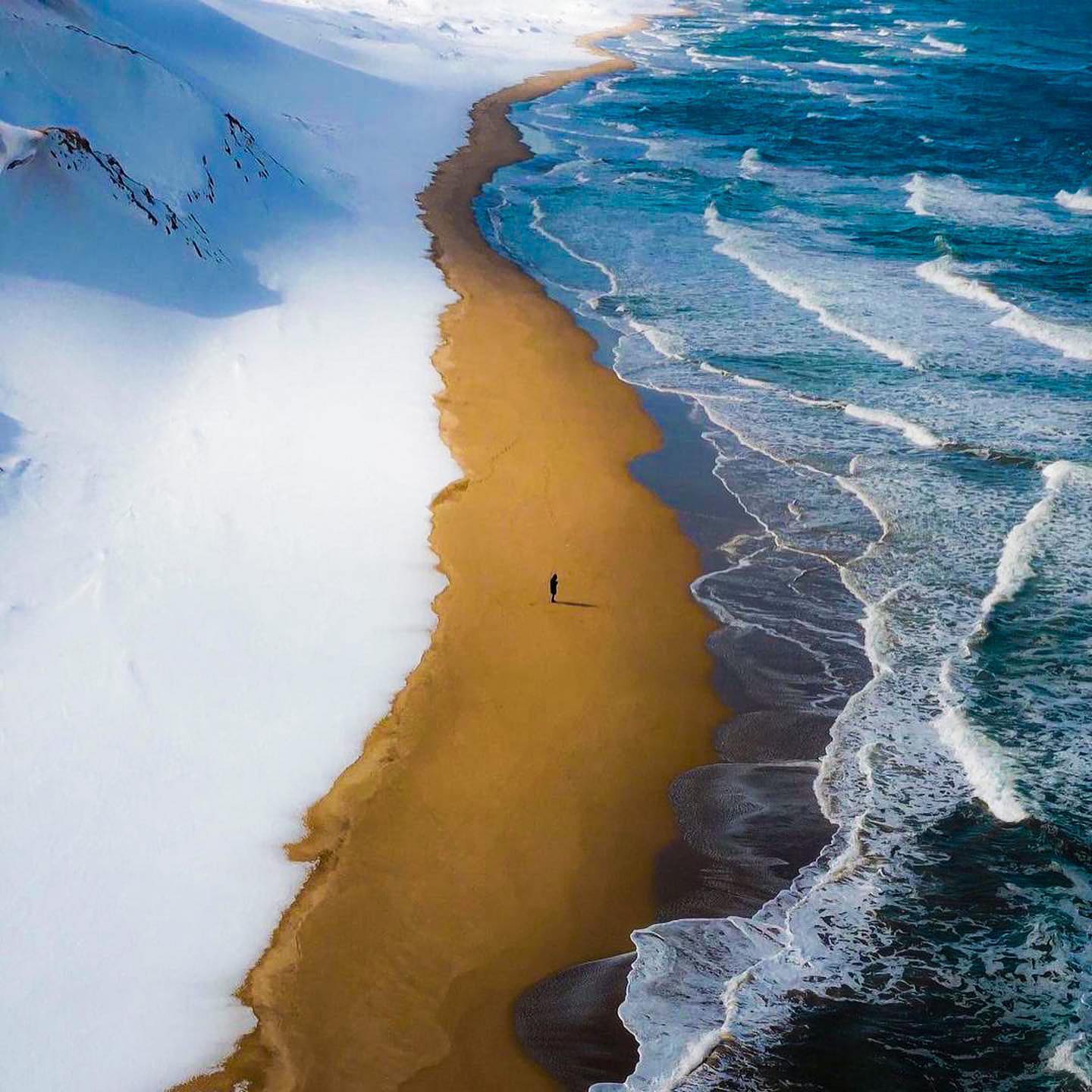 Coastal Landscape Where Snow Meets the Sea
