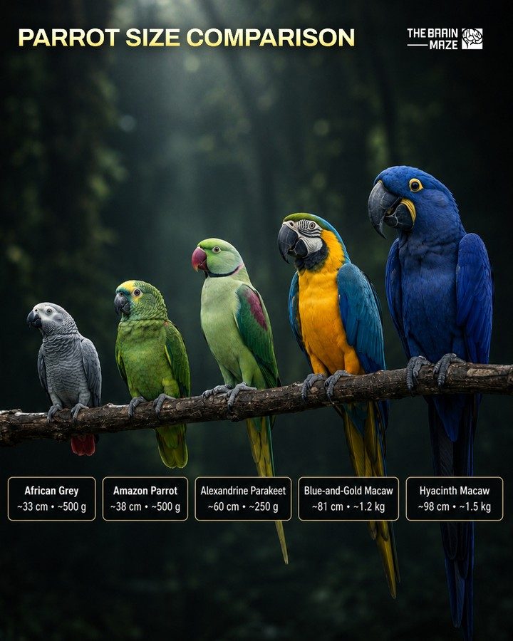 The Great Size Variance Among Parrot Species