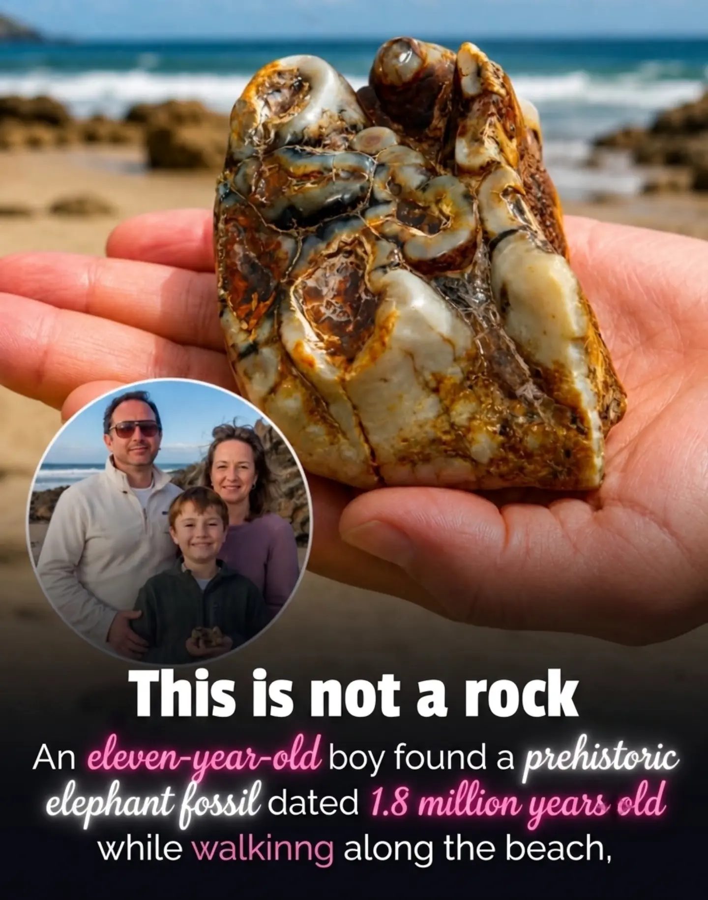 11-Year-Old Finds 1.8 Million-Year-Old Elephant Tooth on Beach
