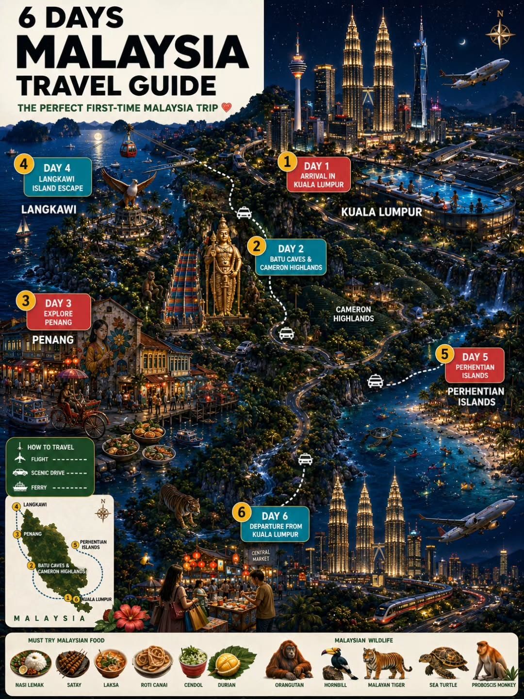 6-Day Perfect Malaysia Itinerary: Kuala Lumpur to Islands