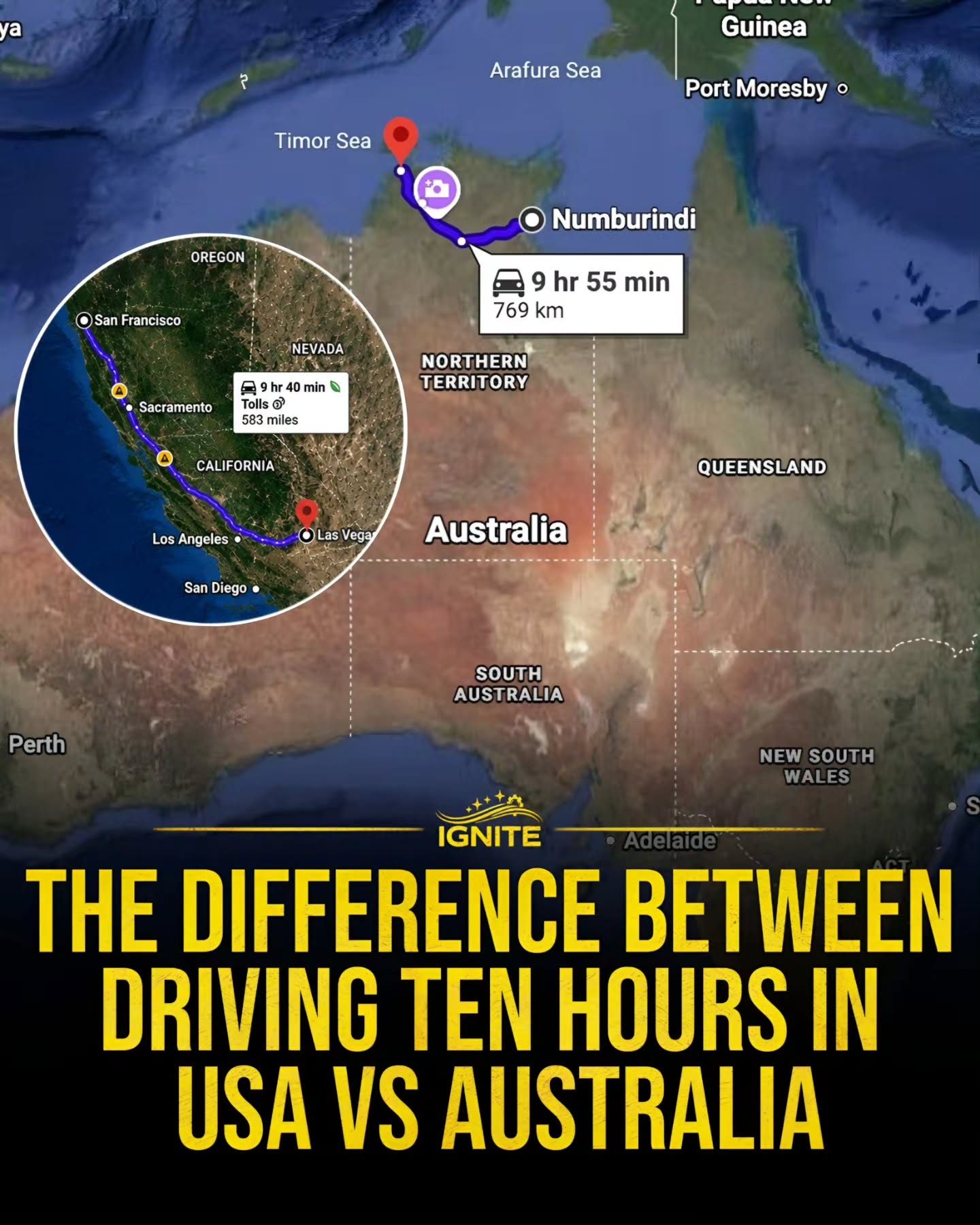 Driving 10 Hours: USA vs Australia Distance Comparison