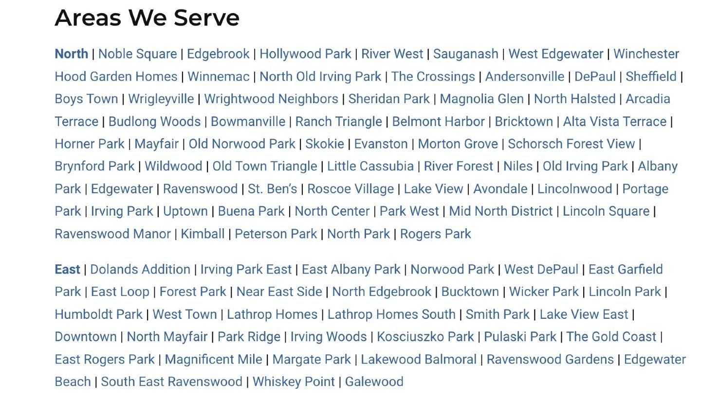 Chicago Neighborhoods Served: Business Service Area Map
