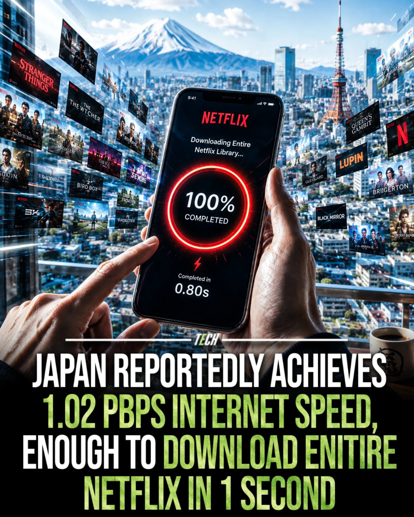 Japan's 1.02 PBPS Internet Speed Can Download All of Netflix in Seconds