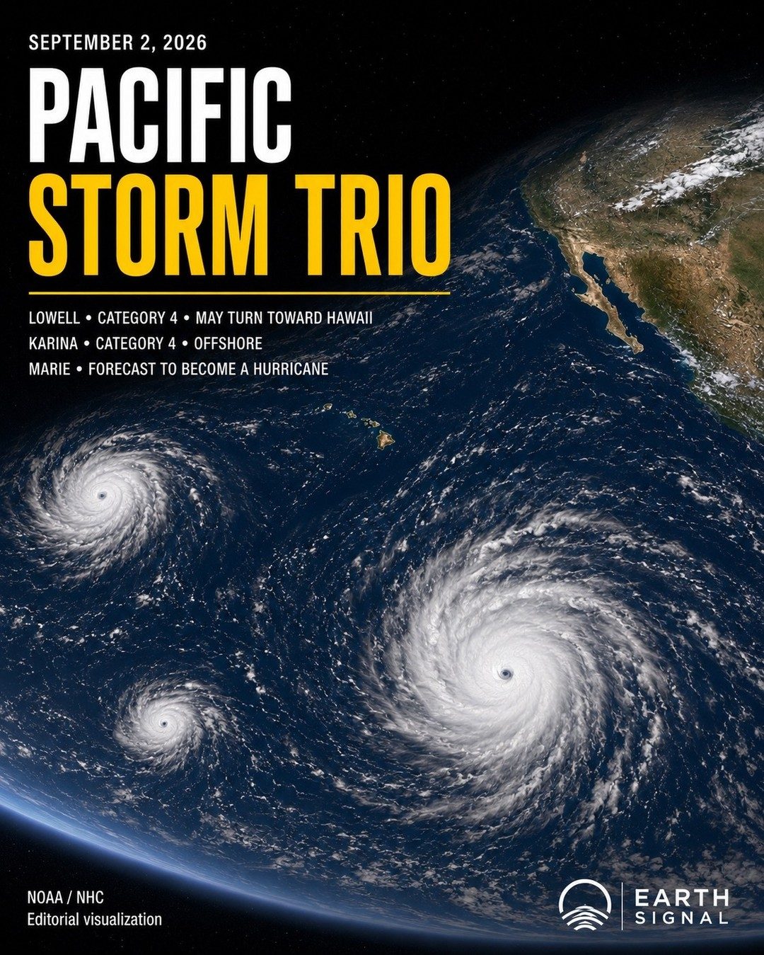 Pacific Storms: Lowell, Karina, and Marie Updates