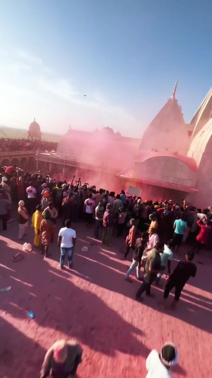 Holi Festival Celebration: Vibrant Crowd and Colors