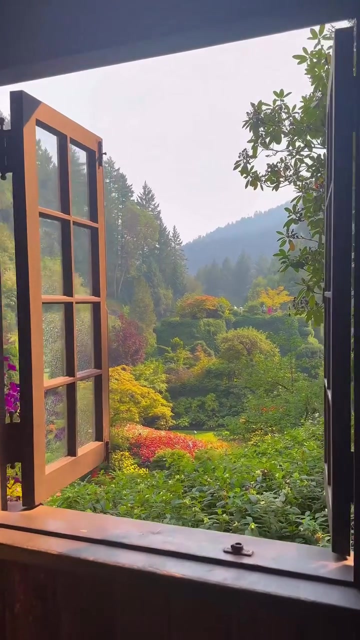 Butchart Gardens View Through Window
