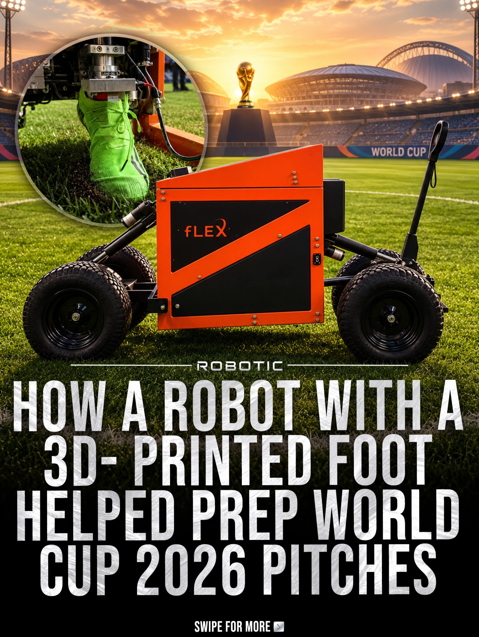 How Flex Robotics' 3D-Printed Foot Tech is Prepping 2026 World Cup Pitches.