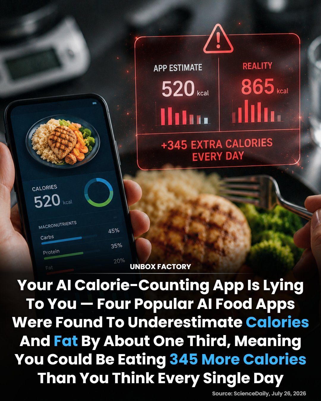 AI Calorie Apps Underestimate Calories by 345 Daily, Study Finds