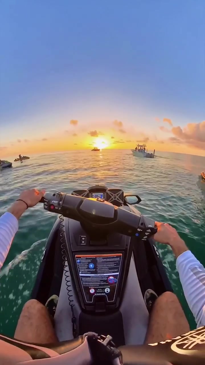 Jet Skiing Sunset Ride: First-Person Perspective