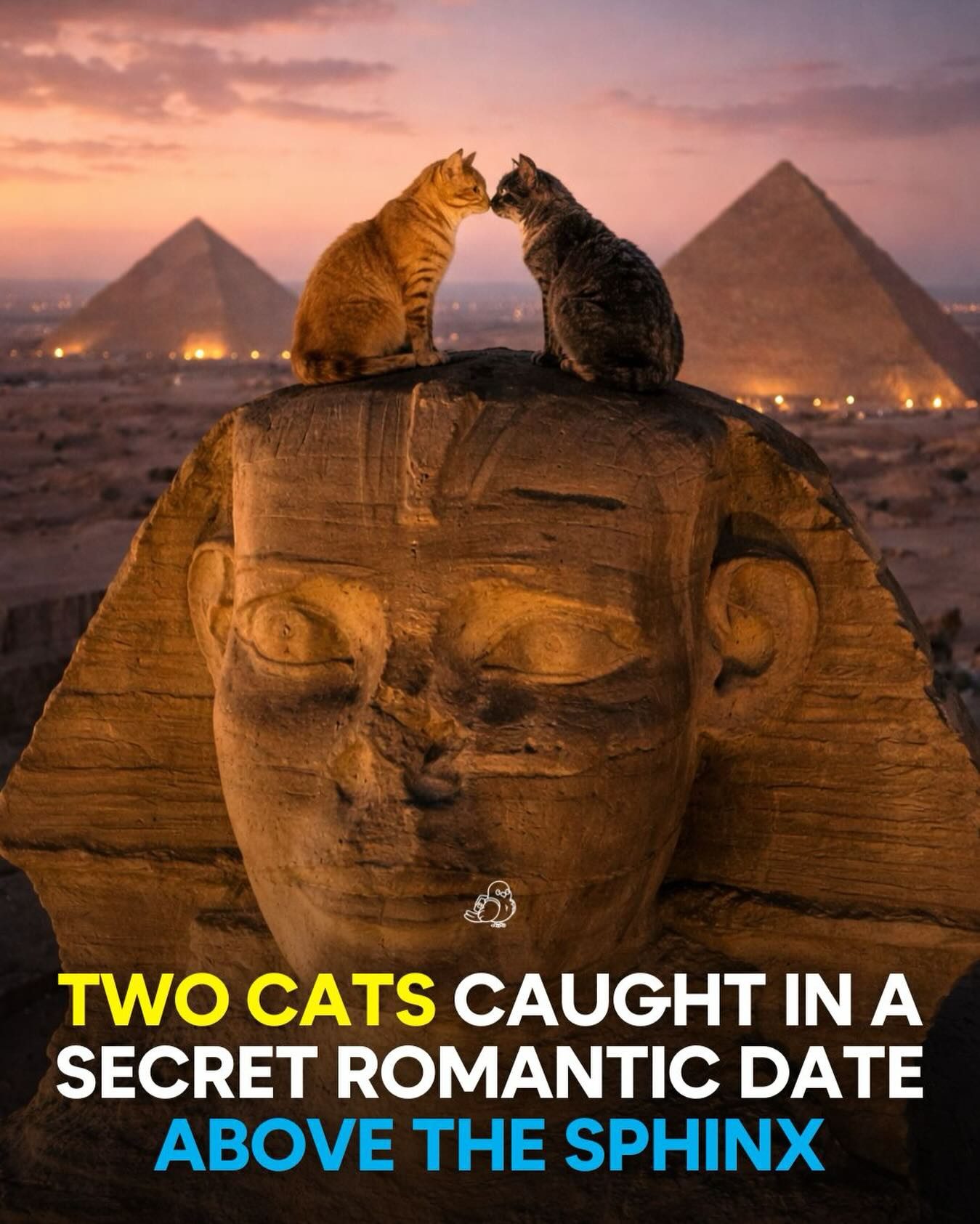 Cats Steal a Romantic Moment on the Great Sphinx
