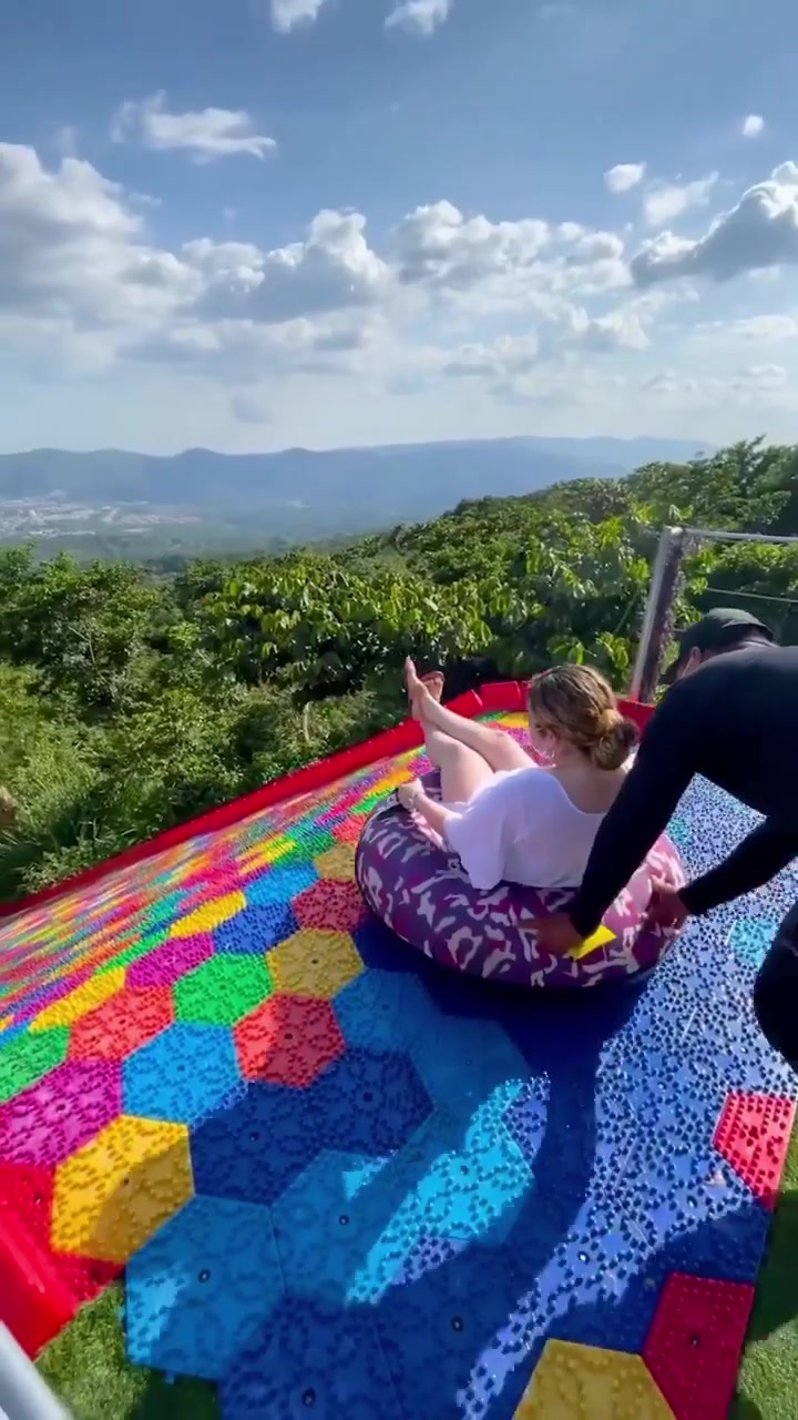 Hillside Water Slide: Long, Colorful Ride