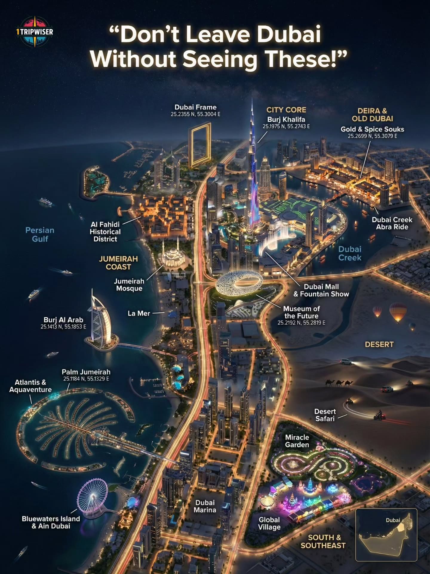 Dubai's Must-See Attractions: TRIPWISER's Ultimate Tourist Map