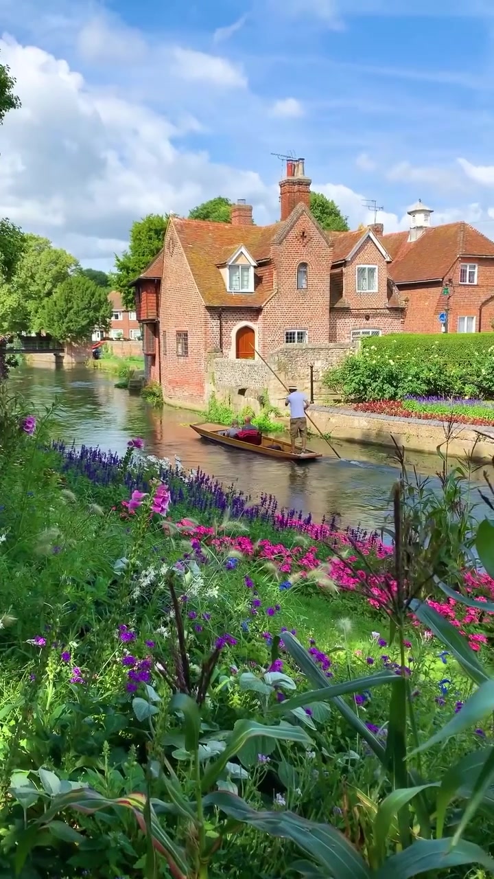 Historic River Landscape with Rowing Boat