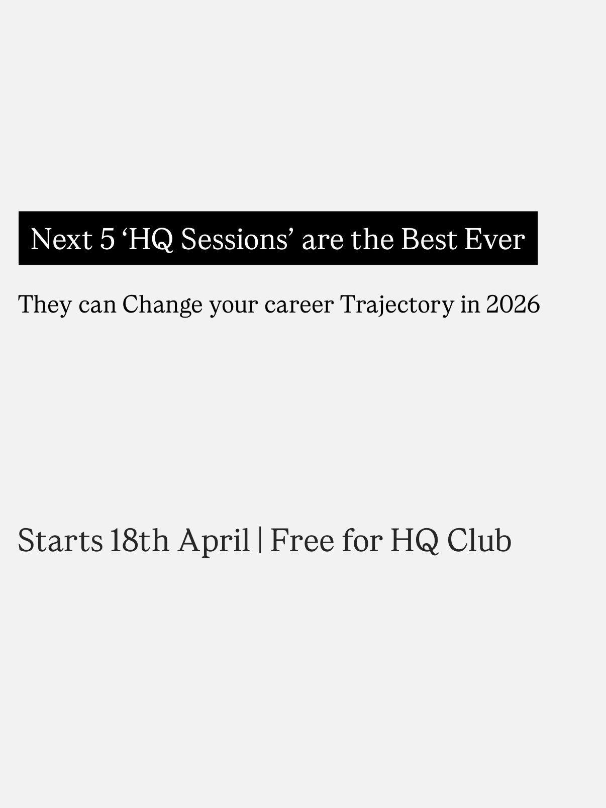 Apurv Singh Announces 2026 HQ Sessions for Career Boost