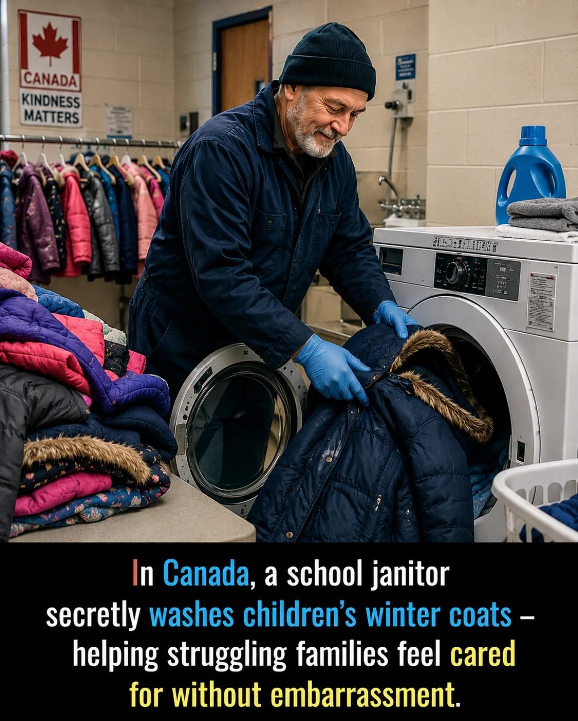 School Janitor's Secret Kindness Warms Canadian Kids
