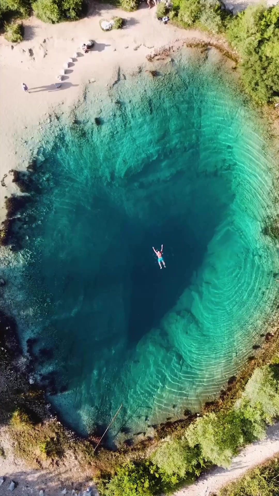Aerial View of Blue Hole Natural Wonder