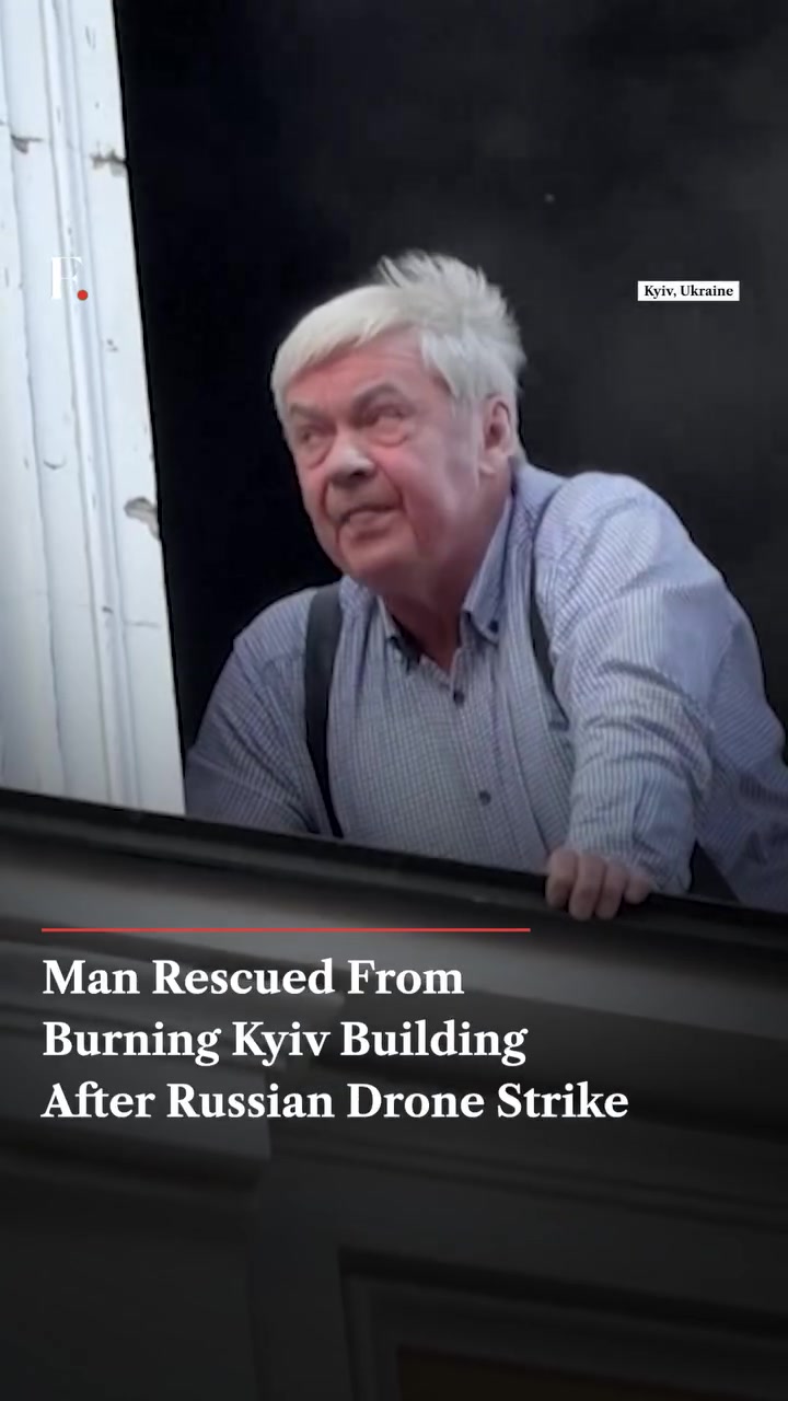 Man Rescued From Burning Kyiv Building After Russian Drone Strike