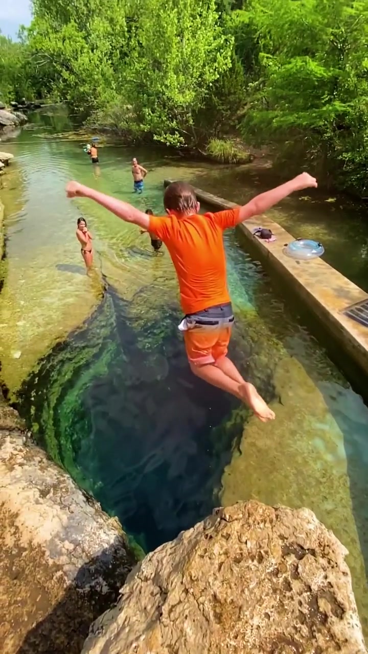 Cliff Jumping into Jacob's Well Texas