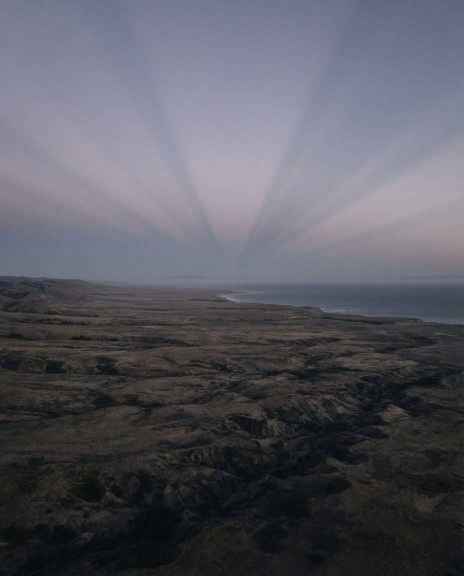 Coastal Sunset Landscape: Aerial View
