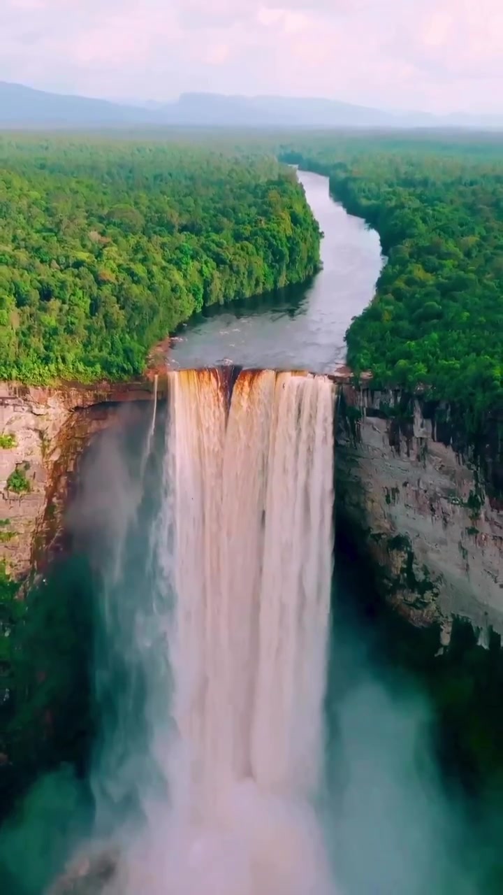 Aerial View of Waterfall in Rainforest
